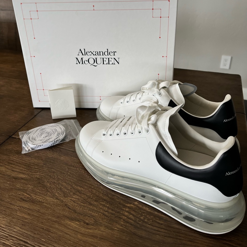 Alexander McQueen 100% AUTHENTIC - size 11 leather sneaker with clear bottoms